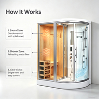 Vente directe usine : Cabine de douche hammam électrique moderne en bois massif avec porte coulissante, idéale pour chambre et villa
