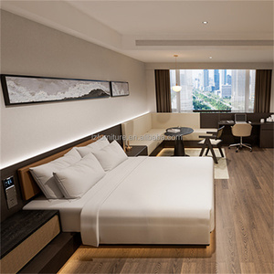 Hotel <b>Bed</b> Manufacturer Cheap Wholesale Price Custom King <b>Queen</b> Wood MDF Platform <b>Bed</b> with Integrated Headboard & Nightstand - Product Image 5