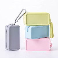 Sac de voyage en silicone grande capacité avec fermeture éclair, couleur unie, sac organisateur de voyage, sac de papeterie
