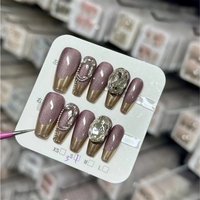 Uñas postizas francesas cuadradas de almendra, estilo stiletto, de gel suave, de cobertura completa, hechas a mano, de gran venta.
