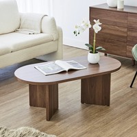 Phoenix Nordischer Stil Weißer Umweltfreundlicher Couchtisch Modernes Design Oval Wohnzimmer Flach Verpackt Holzplatte Metallrahmen 1 Jahr