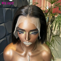Wig Rambut Asli VR HOT Bone Straight Bob Tanpa Lem, Pakai Langsung, HD Transparent Lace Wig M Lagos, Hairline Melted, Kepadatan 180