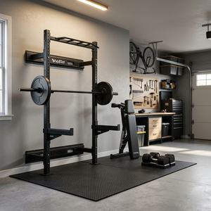 Équipement <span class=keywords><strong>de</strong></span> gym compact VIGFIT pour garage avec rack à squats pliable et <span class=keywords><strong>banc</strong></span> FID pour un entraînement à domicile peu encombrant, rangement mural - Product Image 3