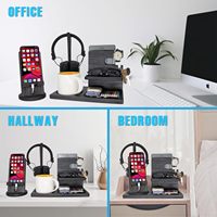 Organisateur de chevet en bois moderne et élégant, support rotatif pour casque, support de téléphone, accessoires de bureau, salon, homme, unique, papa