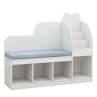 WDF-Armario de Madera Moderno para Almacenamiento de Juguetes, Estante de Exhibición de Libros, Estantería para Niños, Muebles de Sala de Estar, con Cojín de Asiento