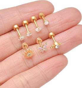 20 पीसी स्टेनलेस स्टील हेलिक्स कोंच हूप्स तितली ओपल सीज़ ग्रह सूरजमुखी हृदय वयररिंग श्रृंखलाओं को खतरनाक गहने - Product Image 4