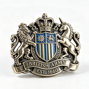 British Badge <b>1660</b> Silver Plated Zinc Alloy Hard Enamel Full 3D Emblem Antique Collectible Art - Product Image 3