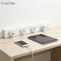 Prise de courant sur rail universelle européenne Touchmi Power Track avec entrée USB A + Type C, prises amovibles sur rail de courant