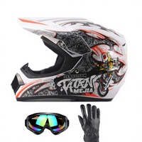 Casque de moto intégral professionnel en ABS, neuf, pour VTT, moto tout-terrain, descente, VTT DH, avec masque, gants et lunettes