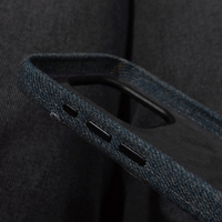 Étui de téléphone en toile denim pour la série 17, texte personnalisé, doublure premium, protection 360°, protection magnétique de l'objectif