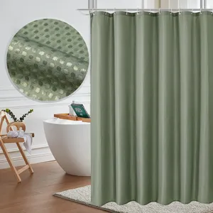 浴室シャワーカーテン厚め防水プレーンカーテン透明スプライシング