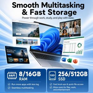 Computadora Portátil NIAKUN de 15.6 Pulgadas, 16 GB de RAM, 512 GB SSD, Windows 11 Pro, para Estudiantes - Product Image 5
