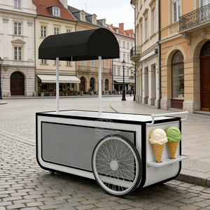 Chariot mobile de vente ambulante de glaces italiennes avec roues pour crème glacée et granita - Product Image 5