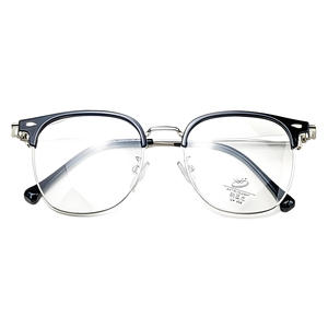 Nouvelle monture de lunettes demi-cerclée avec verres larges anti-lumière bleue, style coréen unisexe, rivets irréguliers à pois Q2 1006 - Product Image 2