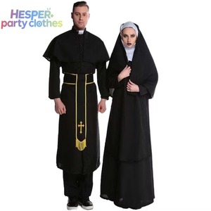 HESPER Disfraz de Monja para Adultos Unisex, Estilo Europeo Americano, para Halloween, Cosplay, Teatro, Mascarada, Color Beige, Poliéster - Product Image 1