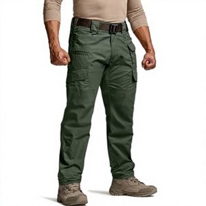 Men's <b>Green</b> Tactical <b>Cargo</b> <b>Pants</b> High Waist Multiple Pockets Breathable Canvas Workwear Style Spring Outdoor Trousers - Product Image 1