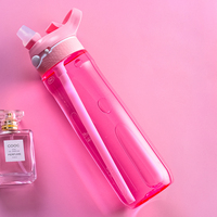 Bouteille d'eau sport en Tritan transparent au design moderne avec paille détachable, colorée, pour voyage et gym, avec poignée