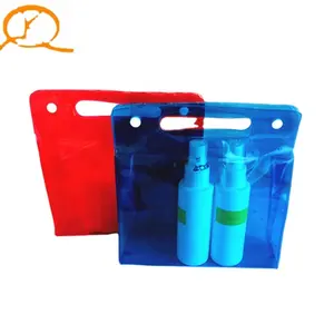 친환경 화장품 포장 가방 방수 투명 EVA 파우치 스탠드 버튼 지퍼 pvc 화장품 포장 가방
