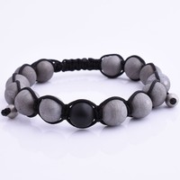 Prix usine cadeau de noël belle conception 10MM pierre de lave naturelle hommes macramé Bracelet réglable