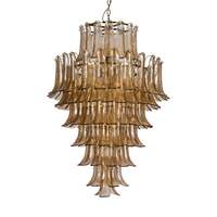 Lustre en verre de Murano de couleur ambre, décoration de mariage, pétales italiens, grand lustre pour salon