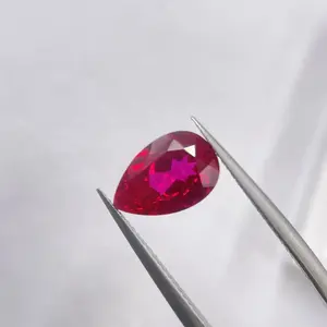 Beste Qualität 7 * 10 mm Birnenschnitt Labor erstellt Korund atemberaubende Taube roter Ruby lose kultivierte Edelsteine für Schmuckherstellung