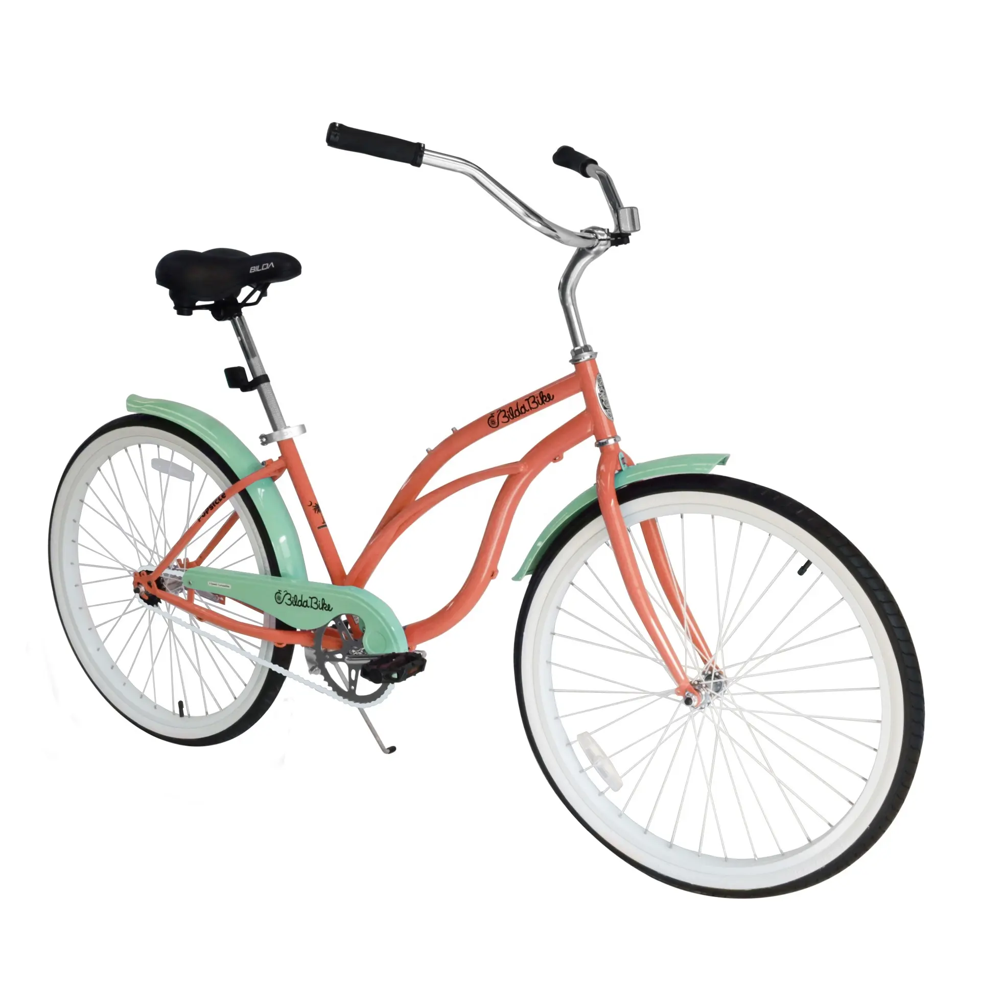 26 Inch Lady Color Beach Cruiser Bike Hi-ten Frame Coaster Brake One Piece Crank Classic Bicycle in Store