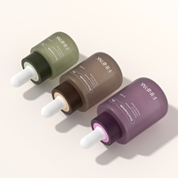 Botella de Vidrio Redonda y Corta de 15ml, 30ml, 50ml con Gotero, Frasco Vacío para Suero y Aceite Esencial, Impresión de Color Personalizada, Envase Cosmético