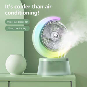 Ventilateur de climatisation personnel mini portable avec lumière LED, 3 vitesses de vent et modes de brumisation, refroidisseur d'air évaporatif alimenté par USB - Product Image 4