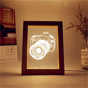 Lampe LED acrylique 3d en bois, cadre de <span class=keywords><strong>Photo</strong></span>, tour de <span class=keywords><strong>Paris</strong></span>, tableau abstrait, Illusion, Table de chevet, décoration pour chambre à coucher, cadeau pour enfants - Product Image 4