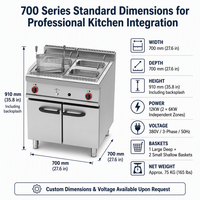 Équipement de cuisine pour la restauration, cuisinière à pâtes au gaz en acier inoxydable, armoire de cuisson, 22KW