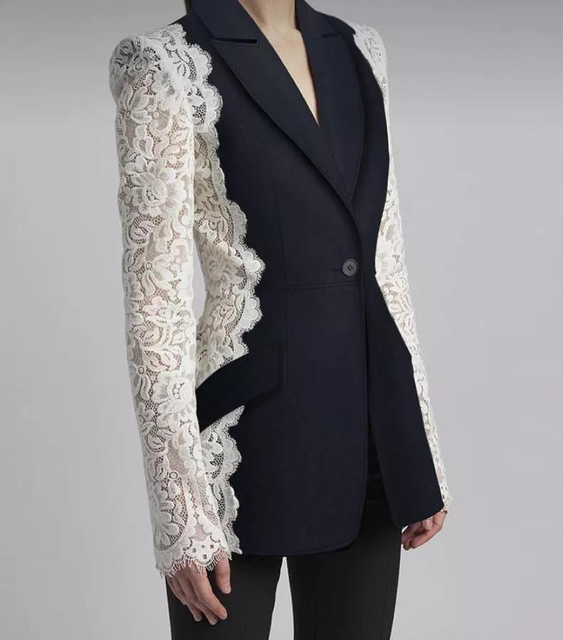 Blazer Femme élégant Et Chic - Veste Longue Costume Ajustée Noir Pour Mi-saison - Tailleur Casual