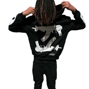 Sweat à capuche zippé épais personnalisé surdimensionné en molleton uni, style streetwear vintage délavé à l'acide avec poches usées pour hommes - Product Image 3