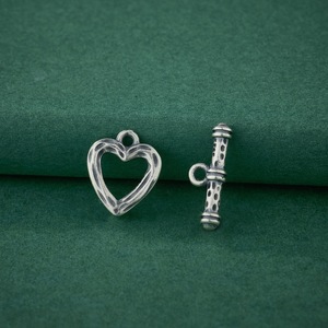 Cierre de Corazón con Textura de Cráter de Plata de Ley S925 para Pulseras de Cristal, Accesorio de <span class=keywords><strong>Joyería</strong></span> Hecho a Mano para Terminales de Cordón - Product Image 1