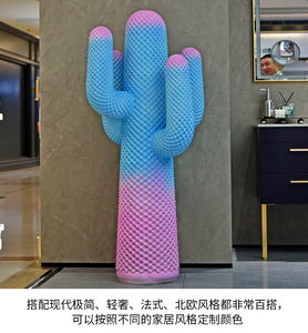 Scultura in Vetro e Acciaio a Forma di Cactus Italiano, Porta Cappotti e Cappelli, Decorazione d'Arte di Alta Gamma per Soggiorno - Product Image 5