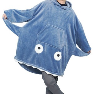 Diversión pareja <span class=keywords><strong>pijamas</strong></span> ojos grandes Sudadera con capucha manta cintura elástica cierre invierno cálido hogar Animal <span class=keywords><strong>pijamas</strong></span> hasta la rodilla patrón sólido frente - Product Image 4