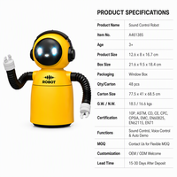 Robot interactif avec commande vocale et par applaudissement, marche et tourne avec son, bras articulés, yeux LED, pour enfants de 3 ans et plus, cadeaux