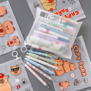 Étui à crayons transparent Kapibala, sac à fermeture éclair de dessin animé pour l'école, le bureau, les examens, en PVC - Product Image 2