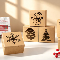 Boîte cadeau carrée en kraft à motif ajouré de Noël ODM pour biscuits, emballage de boulangerie pour les fêtes