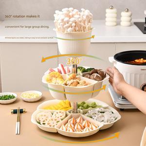 Hot <b>Pot</b> Serving Tray Divided Food Platter for Meat Vegetables Snacks and Dining <b>Table</b> Organization - Product Image 3