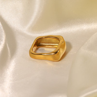 Chunky 18 Karat vergoldeter Edelstahl Geometric Square Wide Cool Rings Schmuck