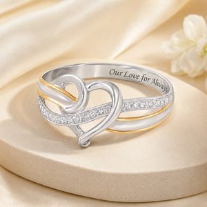 Anello con Cuore Inciso in Cristallo Bicolore per Donne, Gioiello da Dito Romantico e alla Moda - Product Image 3