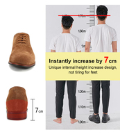 Mode décontracté vache daim chaussures pour hommes 7 cm de haut ascenseur chaussures hommes Top 10 Invisible hauteur augmentant bureau chaussures habillées pour hommes