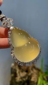 תליון אמרלד מלון צהוב קרח ירקן טבעי מיאנמר מצופה זהב למתנה - Product Image 2