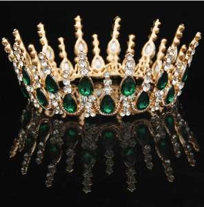 ピンク/ゴールド/シルバークリスタルティアラバロックラウンドクラウンクラシックロイヤルクイーンキングクラウンディアデムウエディングヘアジュエリーアクセサリー - Product Image 5