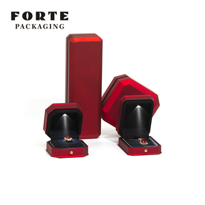 FORTE Factory Customized Red <b>Led</b> Simple Plastic Jewelry Box Set Earrings Necklace Ring Box Jade Packaging <b>Spot</b> Wholesale - Product Image 5