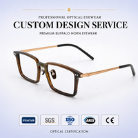 Monture de lunettes artisanale en corne naturelle, branches en titane, lunettes optiques carrées de luxe, montures légères