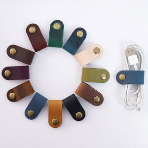 Organizador de Cables de Cuero Vacuno para Regalo Promocional, Clip de Almacenamiento con Hebilla Hecha a Mano, Enrollador de Cables, Regalos de Bienvenida en Stock - Product Image 1