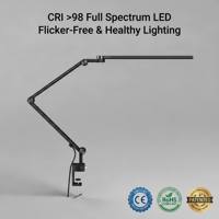 Lampe de bureau LED en métal pliable, tactile/infrarouge, à intensité variable, couleur, 95 CRI, contemporaine, AC, écologique, protection des yeux, pour bureau et chambre