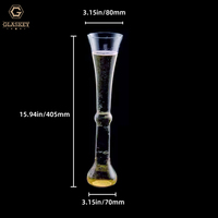 Verre à bière Craft Brews Half-Yard of Ale avec support en bois, verre à bière de 450 ml grande capacité avec porte-bouteilles en bambou