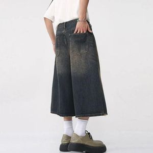 Retro Casual Baggy Distressed Y2K Washed Cotton Denim <strong>Shorts</strong> Custom Embroidered Wide <strong>Leg</strong> Vintage Streetwear <strong>Men's</strong> Denim Jorts - Product Image 3